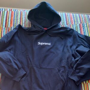Supreme box logo navy extra large hoodie new in bag